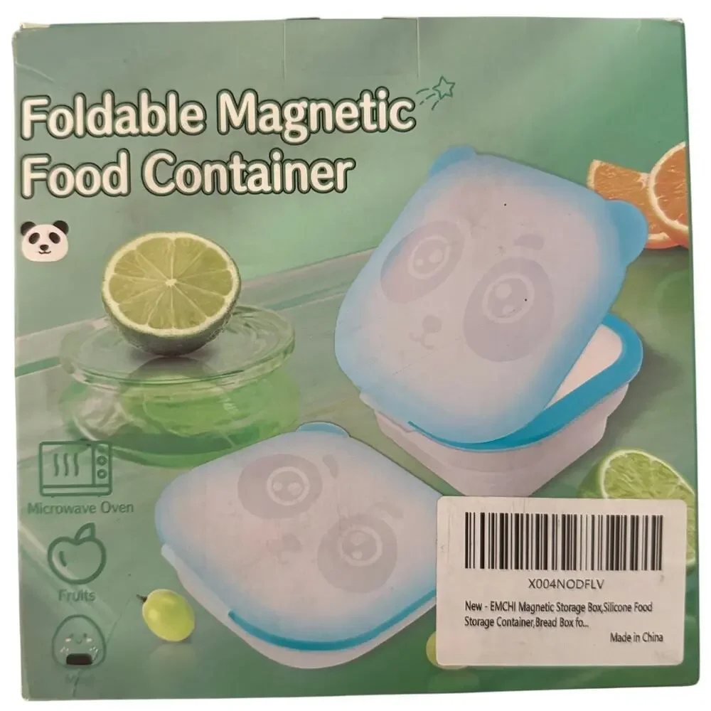 Emchi Magnetic Collapsible Airtight Food Storage Container Blue Panda NEW
